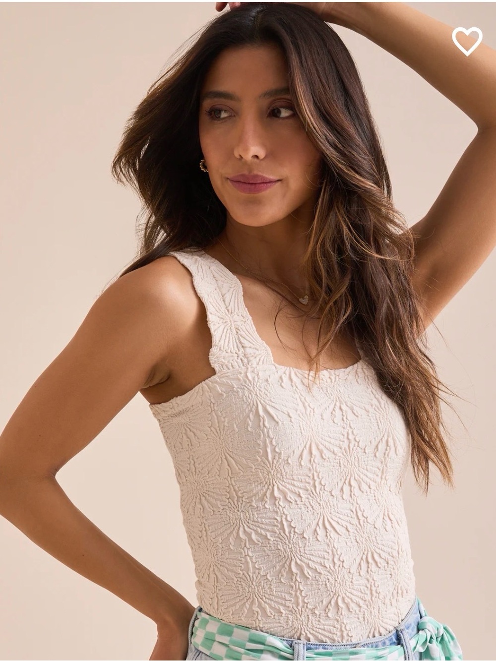 Altar'd State Cream Blaire Jacquard Floral Sleeveless Top